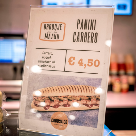 Het broodje van de maand neemt Croustico volledig in handen: ze zorgen voor de recepten en het communicatie-materiaal.