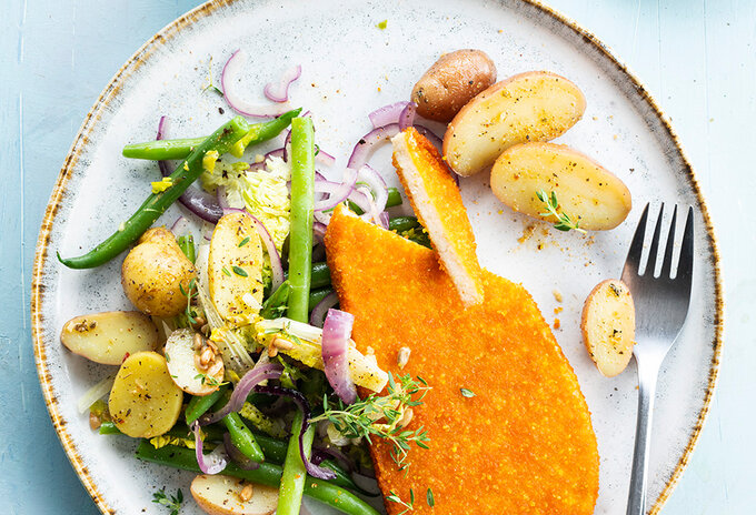 Vegetarische schnitzel en kaasschnitzel