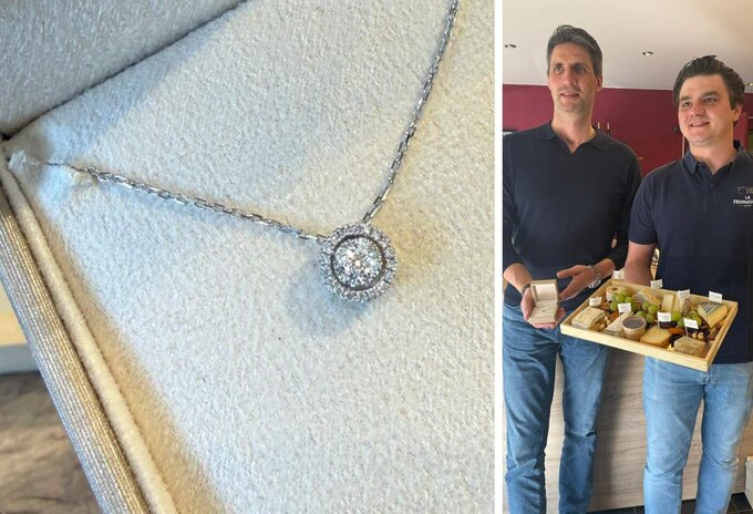 Juwelier en kaaswinkel geven ketting met diamanten weg